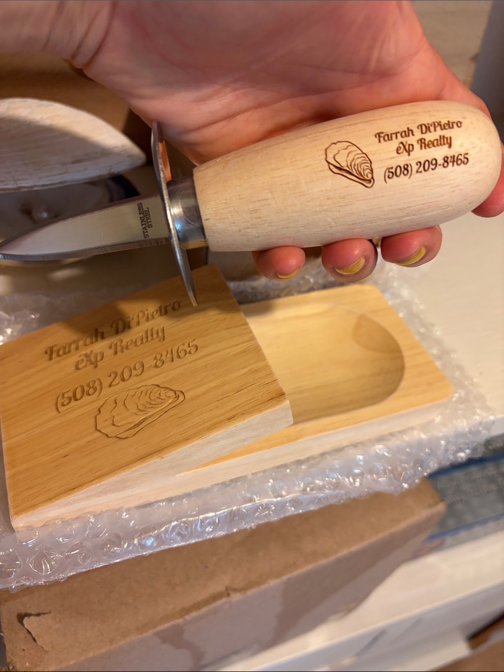 NEW Wood-Handled Oyster Knife in Natural Wood
